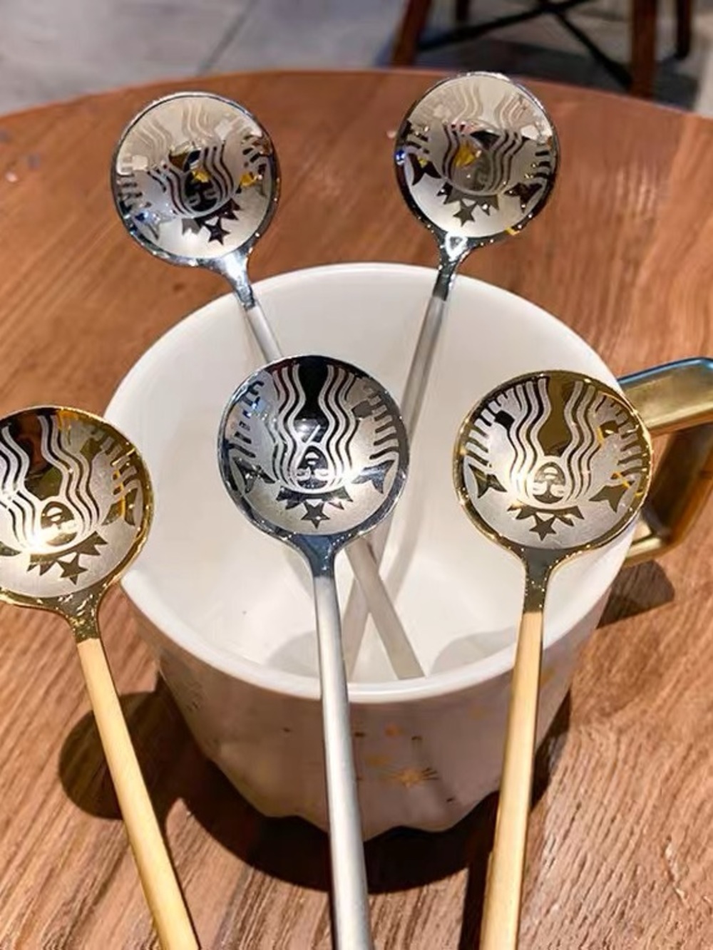 Starbucks Gold or silver Logo Long Handle Coffee Spoon